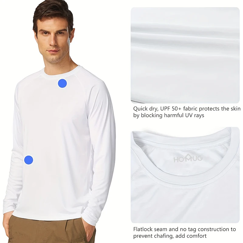 Men's Sun Protection Shirts Summer UPF 50+ Long Sleeve Quick Dry Men Shirts Breathable Hiking Fish Performance Tops UV-Proof