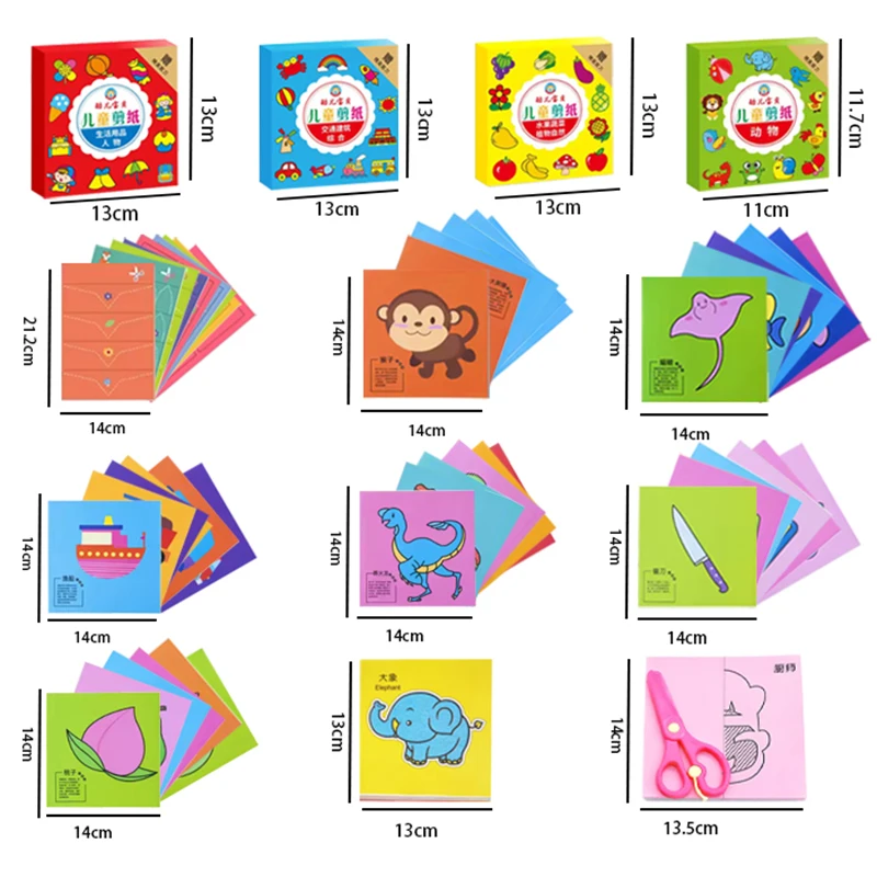 49-91pcs Learn Scissor Skills Cut Paper Craft Toys Safety Scissors Preschool Cutting Practice Activity Book Toddlers Kids Gifts