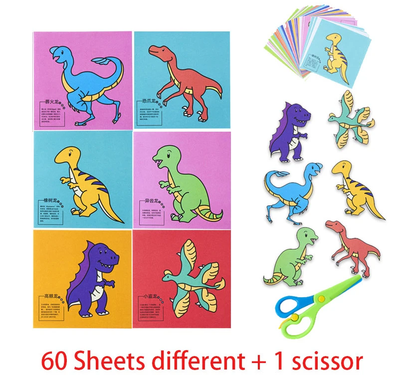 49-91pcs Learn Scissor Skills Cut Paper Craft Toys Safety Scissors Preschool Cutting Practice Activity Book Toddlers Kids Gifts