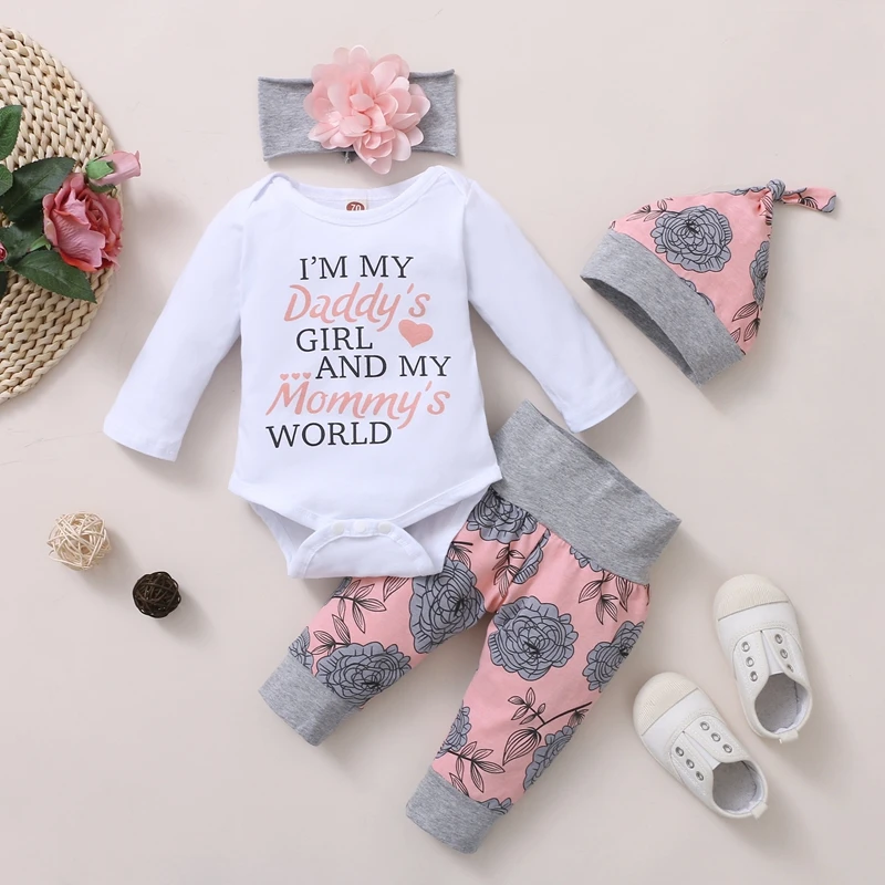 Spring Fall Cotton Newborn Baby Girl Clothes 0-3 Months Polka Dot Unisex Infant Clothes Set Boy 3-piece Clothing With Hat