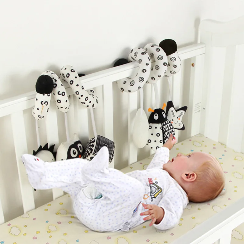 Sensory Baby Plush Rattle Toys Stroller Musical Mobile Hanging Toys Baby Rattles Mobiles Babies Newborns Games Toy 0 6 12 Months