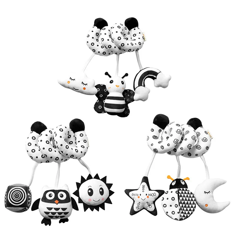 Sensory Baby Plush Rattle Toys Stroller Musical Mobile Hanging Toys Baby Rattles Mobiles Babies Newborns Games Toy 0 6 12 Months