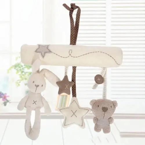 Sensory Baby Plush Rattle Toys Stroller Musical Mobile Hanging Toys Baby Rattles Mobiles Babies Newborns Games Toy 0 6 12 Months