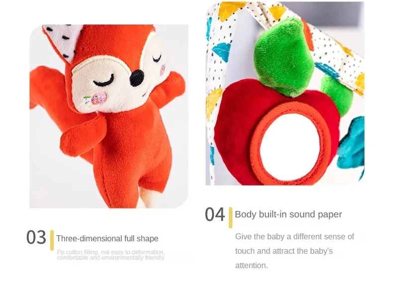 Sensory Baby Plush Rattle Toys Stroller Musical Mobile Hanging Toys Baby Rattles Mobiles Babies Newborns Games Toy 0 6 12 Months
