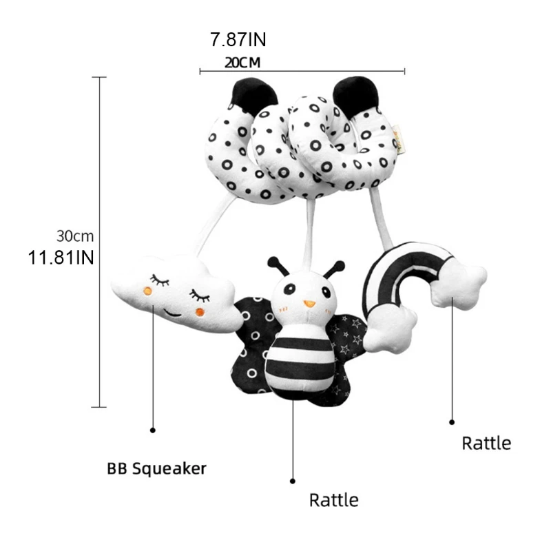 Sensory Baby Plush Rattle Toys Stroller Musical Mobile Hanging Toys Baby Rattles Mobiles Babies Newborns Games Toy 0 6 12 Months