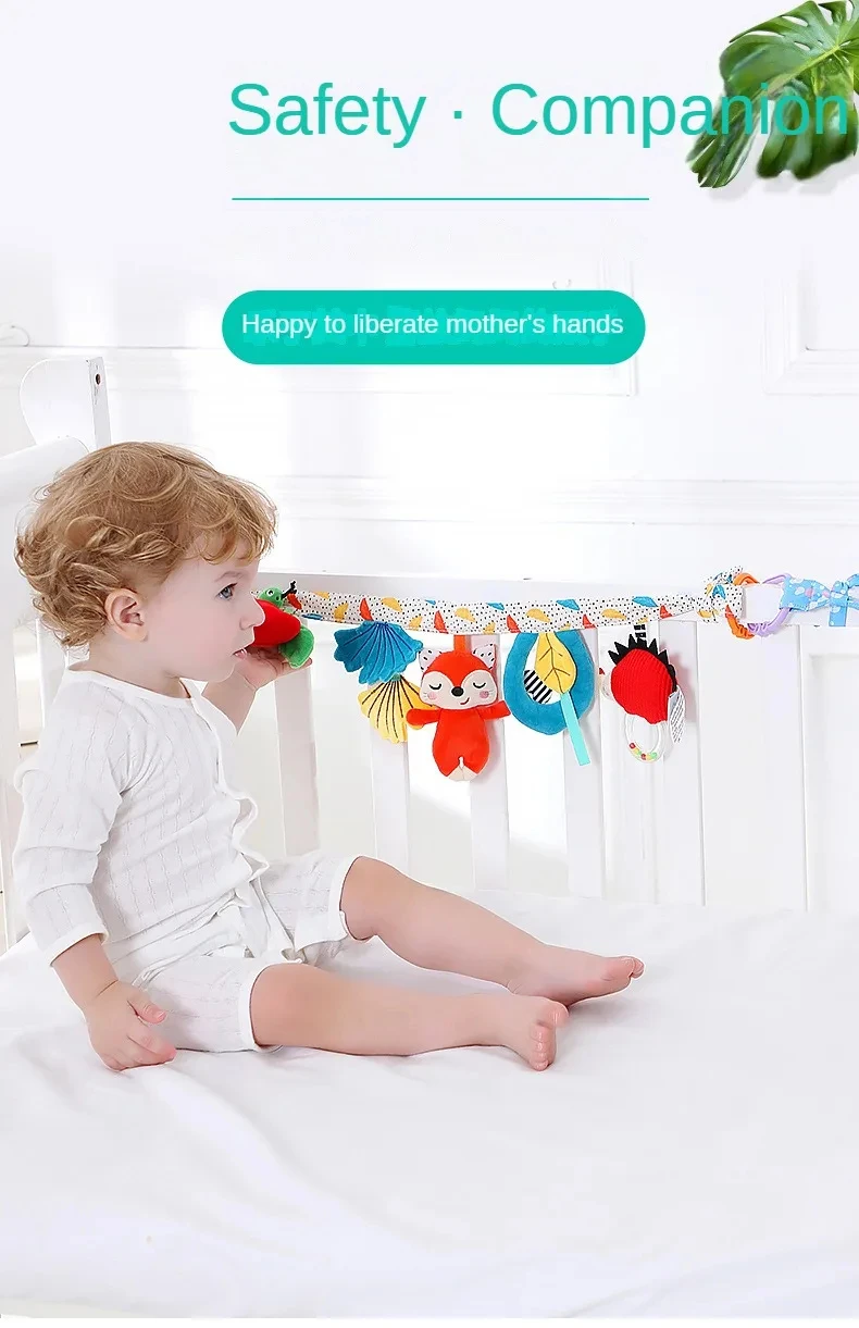 Sensory Baby Plush Rattle Toys Stroller Musical Mobile Hanging Toys Baby Rattles Mobiles Babies Newborns Games Toy 0 6 12 Months