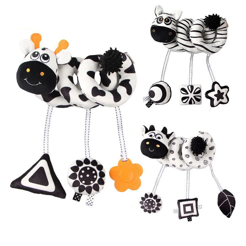 Sensory Baby Plush Rattle Toys Stroller Musical Mobile Hanging Toys Baby Rattles Mobiles Babies Newborns Games Toy 0 6 12 Months