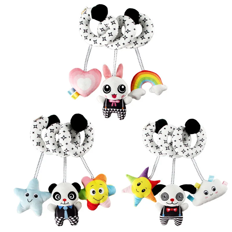 Sensory Baby Plush Rattle Toys Stroller Musical Mobile Hanging Toys Baby Rattles Mobiles Babies Newborns Games Toy 0 6 12 Months