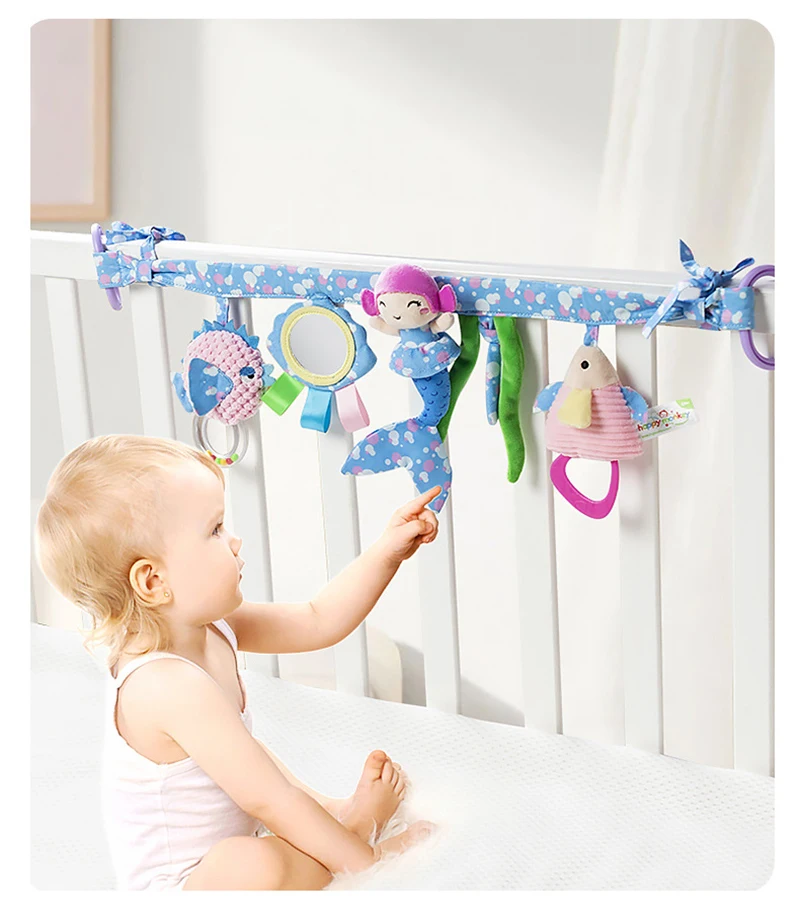 Sensory Baby Plush Rattle Toys Stroller Musical Mobile Hanging Toys Baby Rattles Mobiles Babies Newborns Games Toy 0 6 12 Months