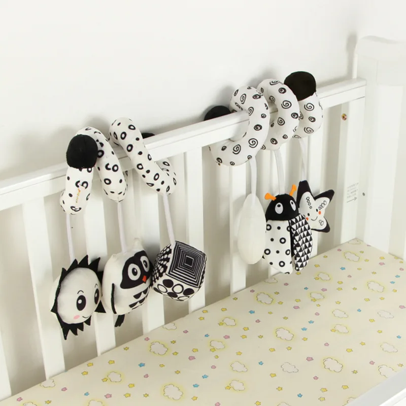Sensory Baby Plush Rattle Toys Stroller Musical Mobile Hanging Toys Baby Rattles Mobiles Babies Newborns Games Toy 0 6 12 Months