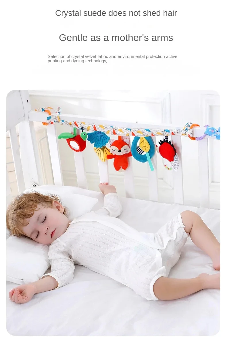 Sensory Baby Plush Rattle Toys Stroller Musical Mobile Hanging Toys Baby Rattles Mobiles Babies Newborns Games Toy 0 6 12 Months