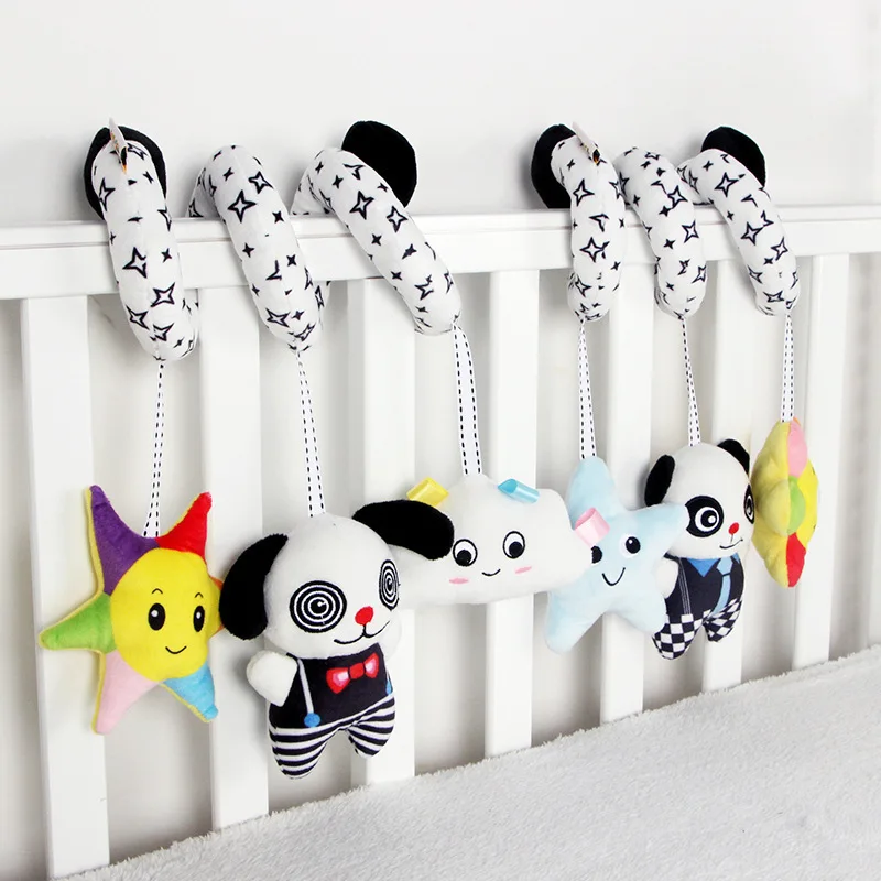 Sensory Baby Plush Rattle Toys Stroller Musical Mobile Hanging Toys Baby Rattles Mobiles Babies Newborns Games Toy 0 6 12 Months