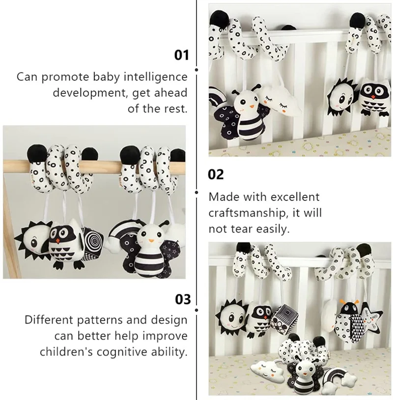 Sensory Baby Plush Rattle Toys Stroller Musical Mobile Hanging Toys Baby Rattles Mobiles Babies Newborns Games Toy 0 6 12 Months
