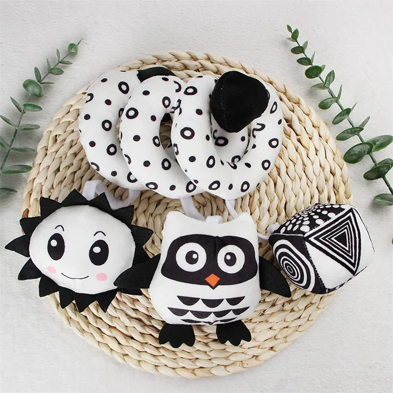 Sensory Baby Plush Rattle Toys Stroller Musical Mobile Hanging Toys Baby Rattles Mobiles Babies Newborns Games Toy 0 6 12 Months