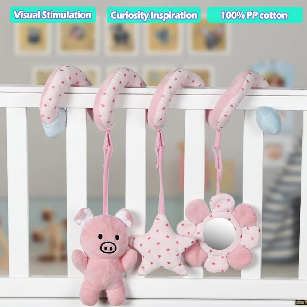 Sensory Baby Plush Rattle Toys Stroller Musical Mobile Hanging Toys Baby Rattles Mobiles Babies Newborns Games Toy 0 6 12 Months