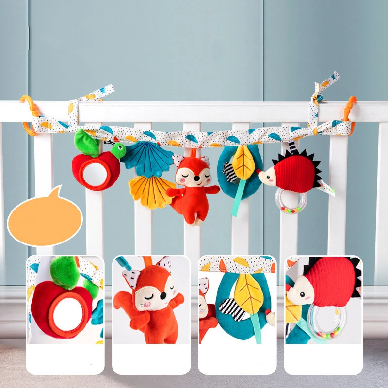 Sensory Baby Plush Rattle Toys Stroller Musical Mobile Hanging Toys Baby Rattles Mobiles Babies Newborns Games Toy 0 6 12 Months