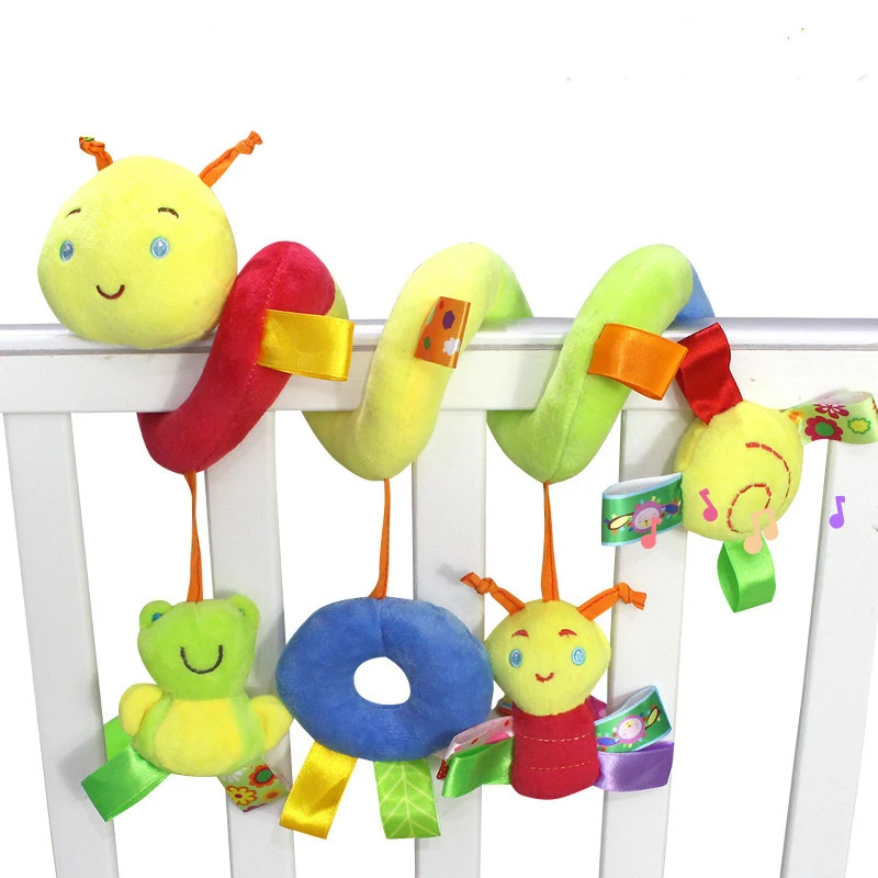 Sensory Baby Plush Rattle Toys Stroller Musical Mobile Hanging Toys Baby Rattles Mobiles Babies Newborns Games Toy 0 6 12 Months
