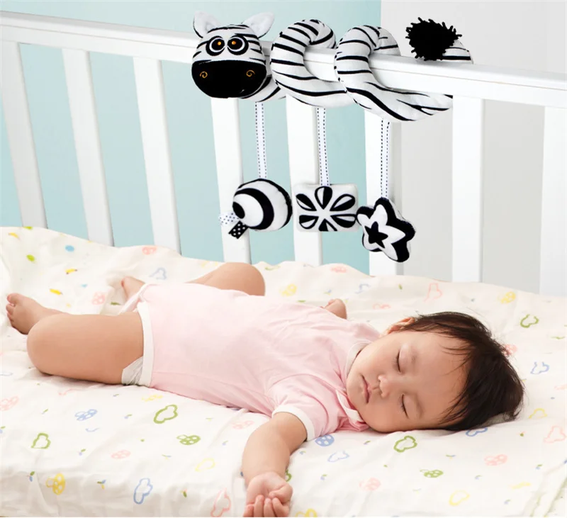 Sensory Baby Plush Rattle Toys Stroller Musical Mobile Hanging Toys Baby Rattles Mobiles Babies Newborns Games Toy 0 6 12 Months