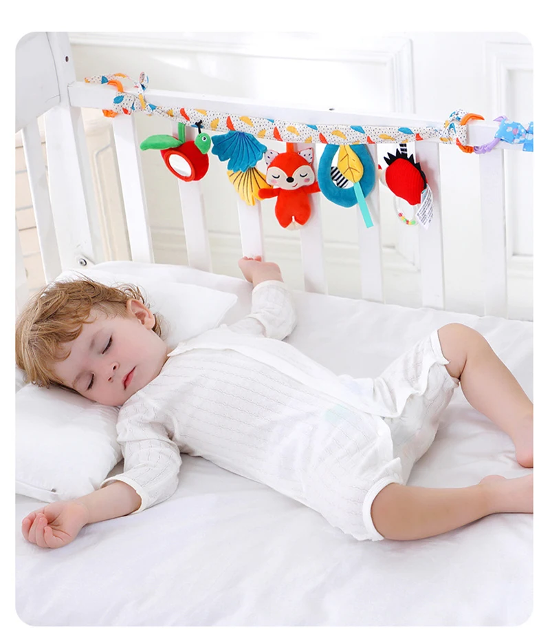 Sensory Baby Plush Rattle Toys Stroller Musical Mobile Hanging Toys Baby Rattles Mobiles Babies Newborns Games Toy 0 6 12 Months