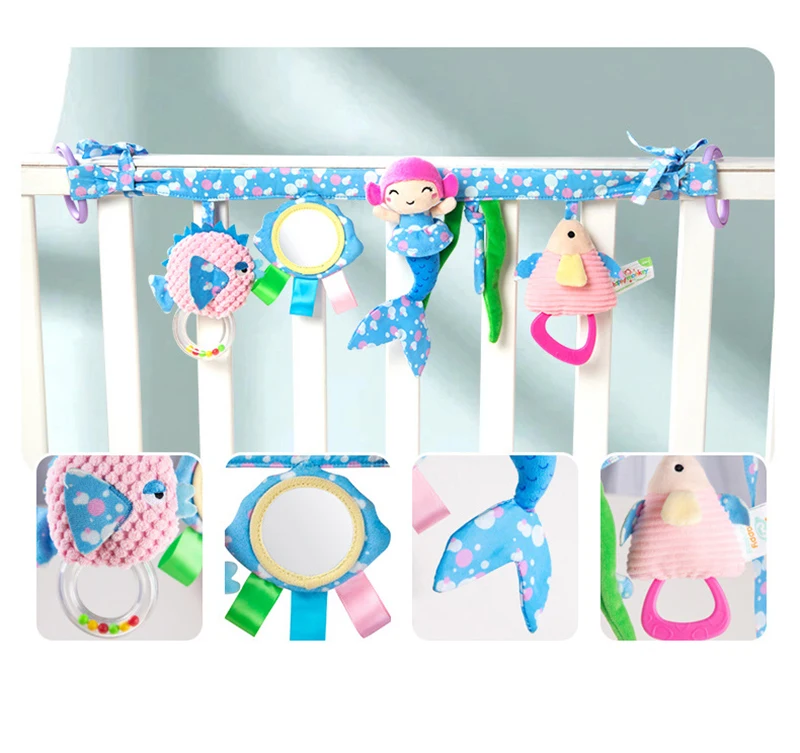 Sensory Baby Plush Rattle Toys Stroller Musical Mobile Hanging Toys Baby Rattles Mobiles Babies Newborns Games Toy 0 6 12 Months