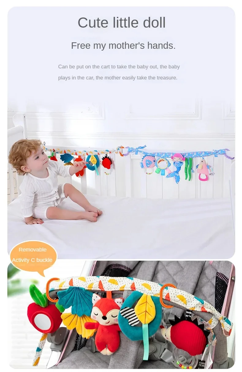 Sensory Baby Plush Rattle Toys Stroller Musical Mobile Hanging Toys Baby Rattles Mobiles Babies Newborns Games Toy 0 6 12 Months