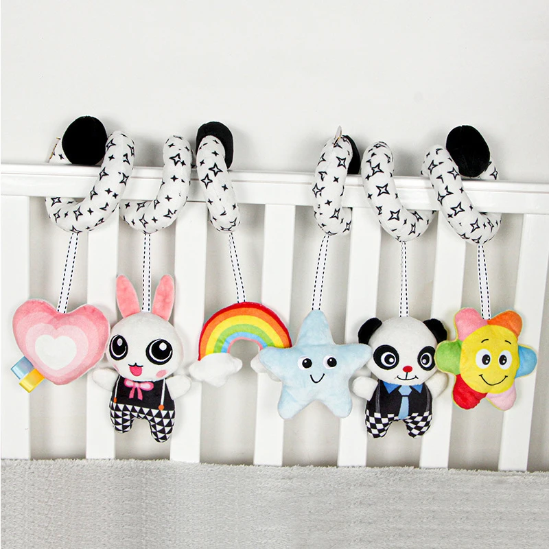 Sensory Baby Plush Rattle Toys Stroller Musical Mobile Hanging Toys Baby Rattles Mobiles Babies Newborns Games Toy 0 6 12 Months