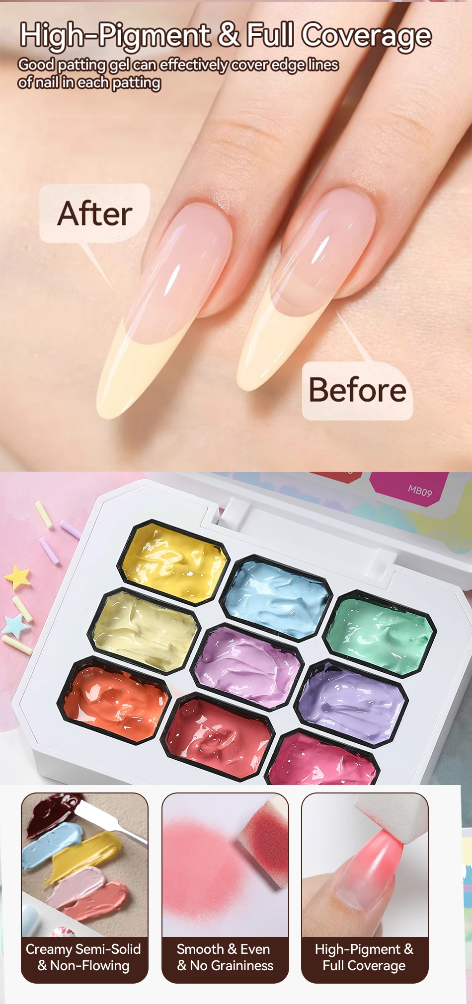 UR SUGAR 9 Colors Gradient Painting Gel Nail Art Gradient Color DIY Design Gel 4 In 1 Used For Gradient Nail Stamping Pattern
