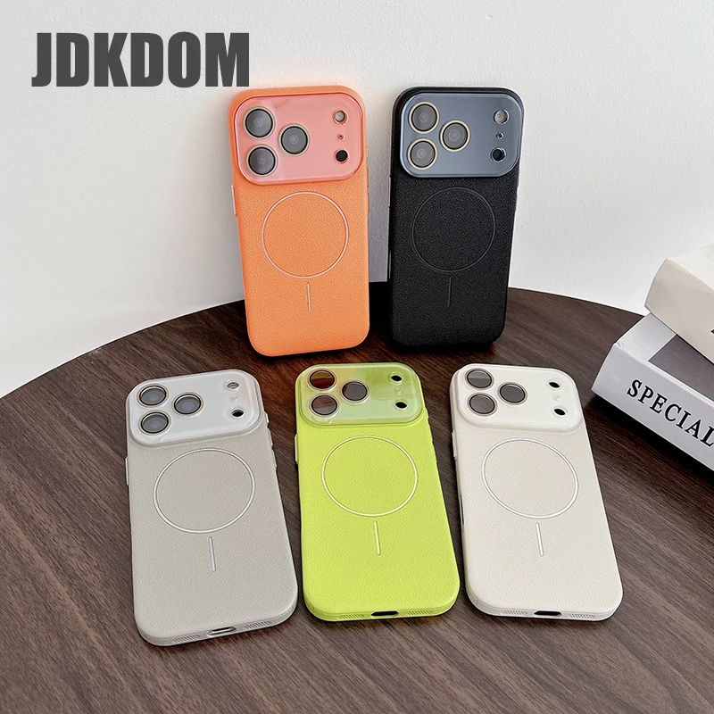 JDKDOM Litchi Leather Texture Magnetic Case For iPhone 18 17 Air 16 15 14 Plus 13 12 Pro Max Shockproof Wireless Charging Cover