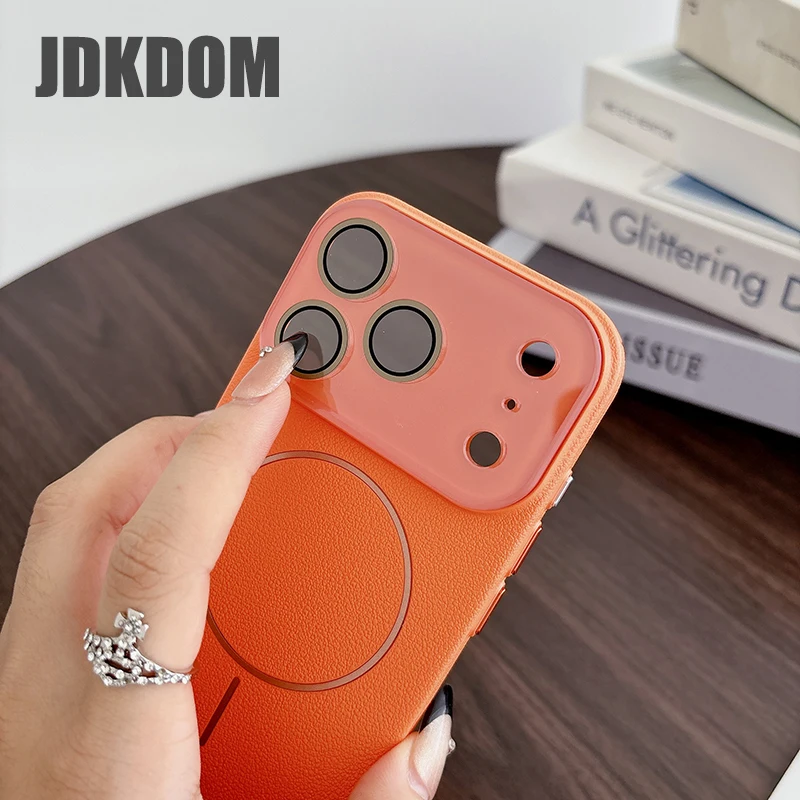 JDKDOM Litchi Leather Texture Magnetic Case For iPhone 18 17 Air 16 15 14 Plus 13 12 Pro Max Shockproof Wireless Charging Cover