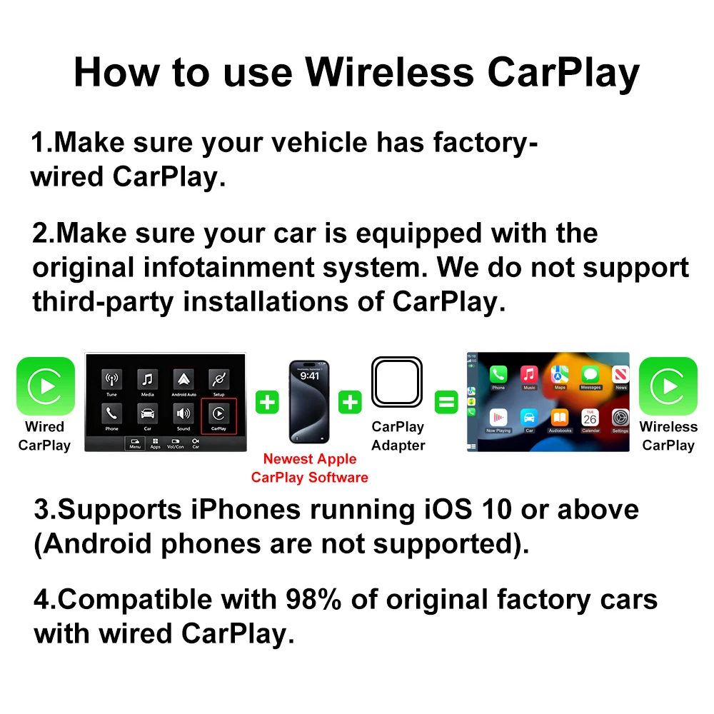 2026 Wireless CarPlay Adapter 2-in-1 Wired to Wireless Dongle for Apple & Android Auto Plug and Play Universal Car Accessory