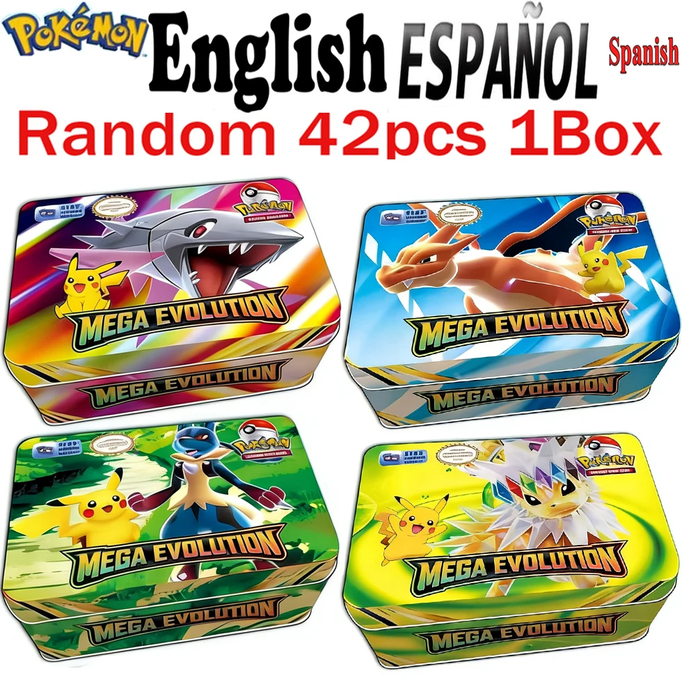 MEGA EVOLUTION 42pcs Pokémon Cards Battle Toys Lost Origin Pokémon Box with Anime Bank Pokémon Game Cards  for Childre