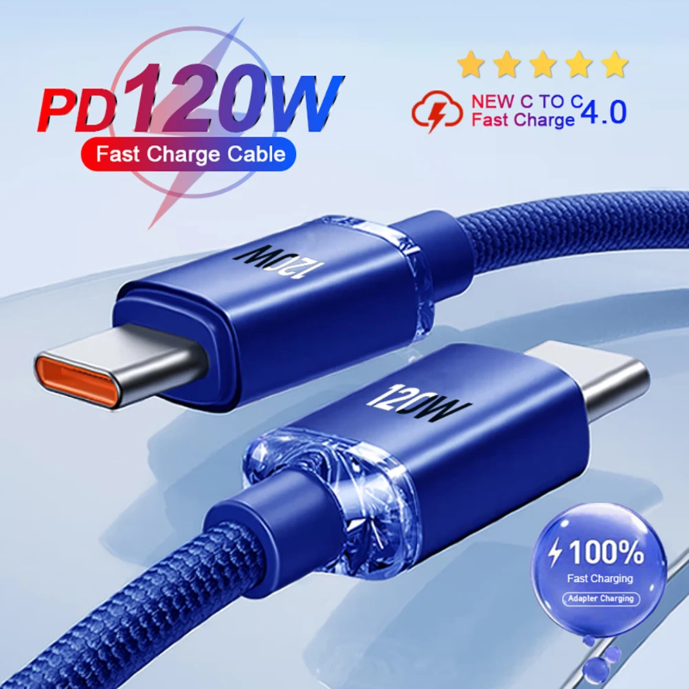 120W PD Type C Cable 0.25M/1M/1.5M/2M Quick Charge Cord USB C Phone Data Cable Fast Charging For iPhone 17 Xiaomi Samsung Huawei