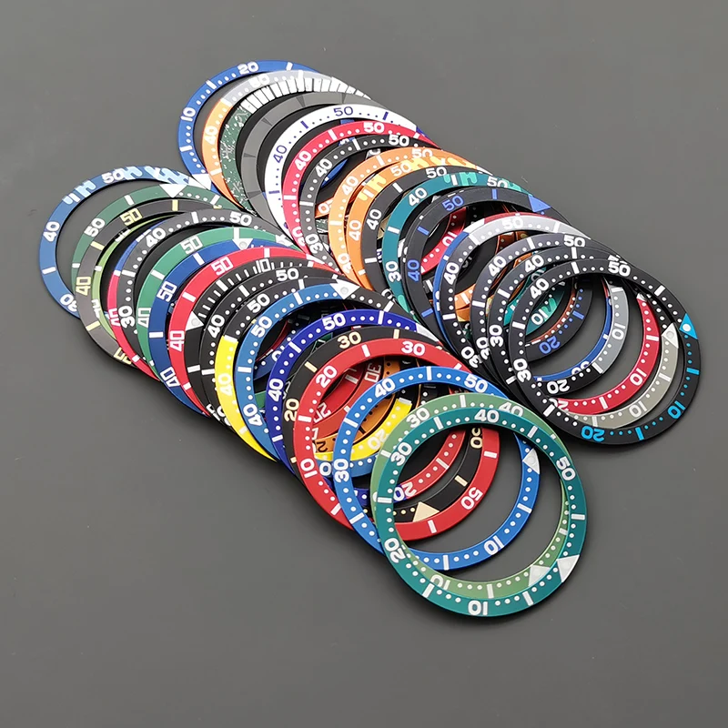 38mm*31.5mm Aluminium Fashion Flat Watch Bezel Insert Fits SKX007 SKX009 SRPD Watch Case NH36 NH35 Movement Men Watch Part