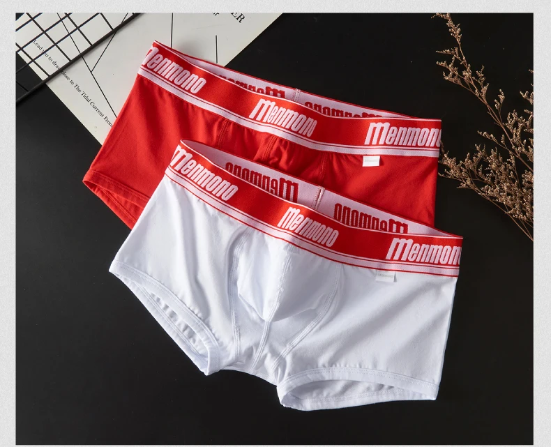 Trendy men's underwear sexy low waist tight comfortable breathable boxer pants pure cotton youth sports