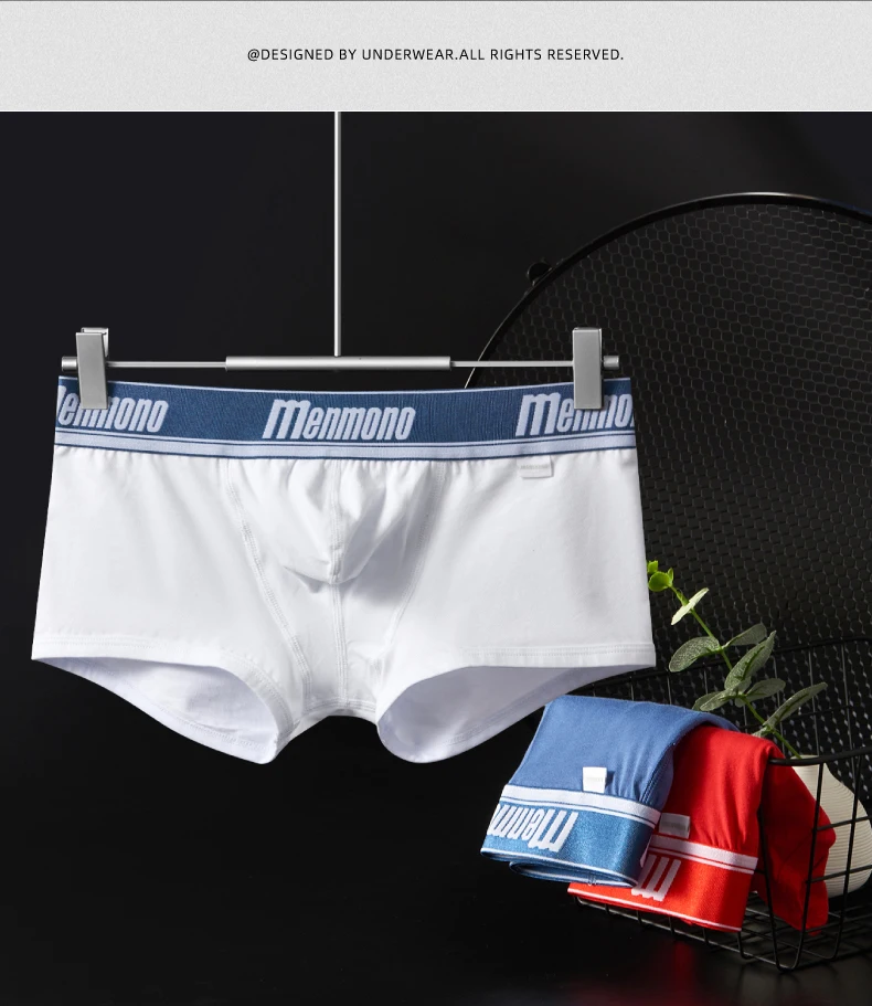 Trendy men's underwear sexy low waist tight comfortable breathable boxer pants pure cotton youth sports
