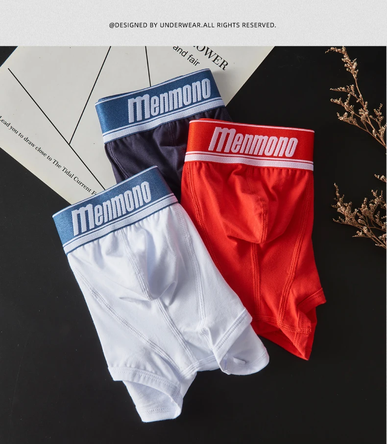Trendy men's underwear sexy low waist tight comfortable breathable boxer pants pure cotton youth sports