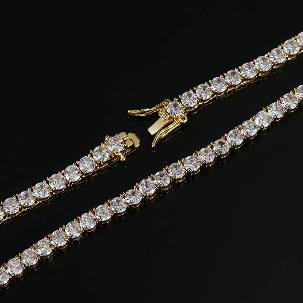 Hip Hop Jewelry 1 Row Iced Out Tennis Chain Bling CZ Men Diamond Cubic Zirconia Choker Necklace Women Drop Shipping