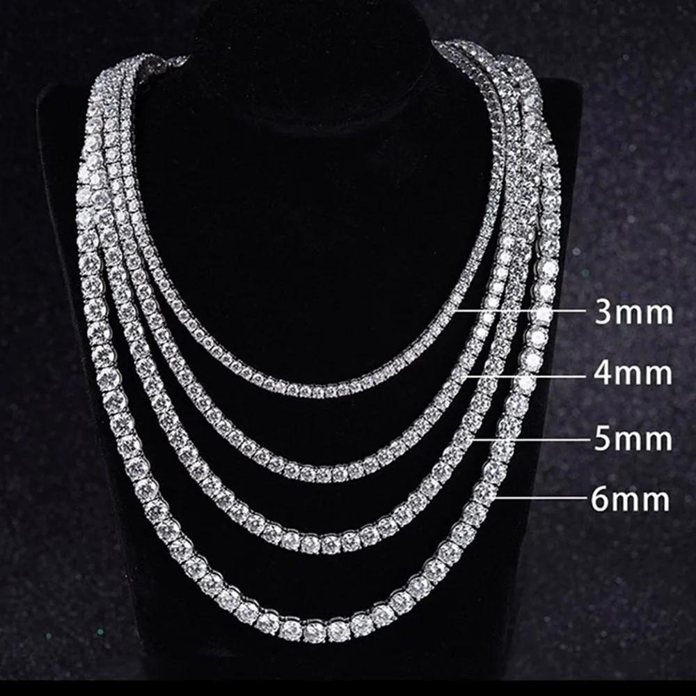 Hip Hop Jewelry 1 Row Iced Out Tennis Chain Bling CZ Men Diamond Cubic Zirconia Choker Necklace Women Drop Shipping