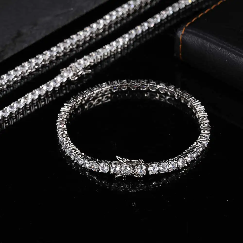 Hip Hop Jewelry 1 Row Iced Out Tennis Chain Bling CZ Men Diamond Cubic Zirconia Choker Necklace Women Drop Shipping