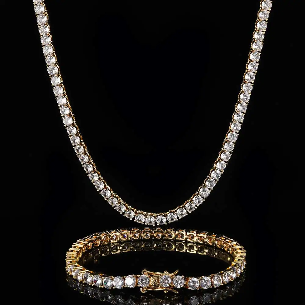 Hip Hop Jewelry 1 Row Iced Out Tennis Chain Bling CZ Men Diamond Cubic Zirconia Choker Necklace Women Drop Shipping