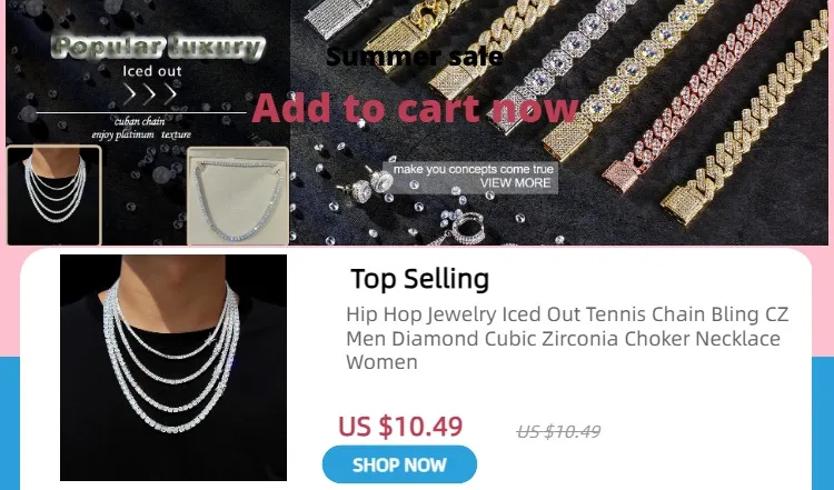 Hip Hop Jewelry 1 Row Iced Out Tennis Chain Bling CZ Men Diamond Cubic Zirconia Choker Necklace Women Drop Shipping