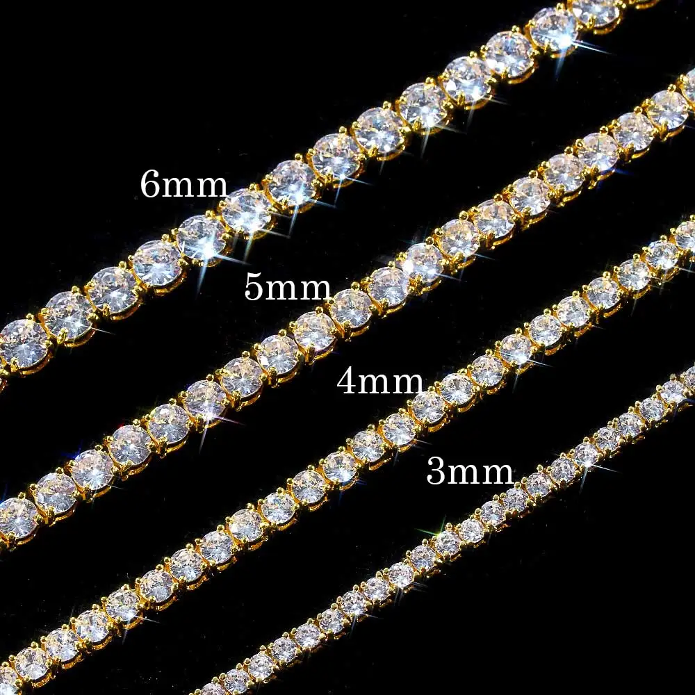 Hip Hop Jewelry 1 Row Iced Out Tennis Chain Bling CZ Men Diamond Cubic Zirconia Choker Necklace Women Drop Shipping