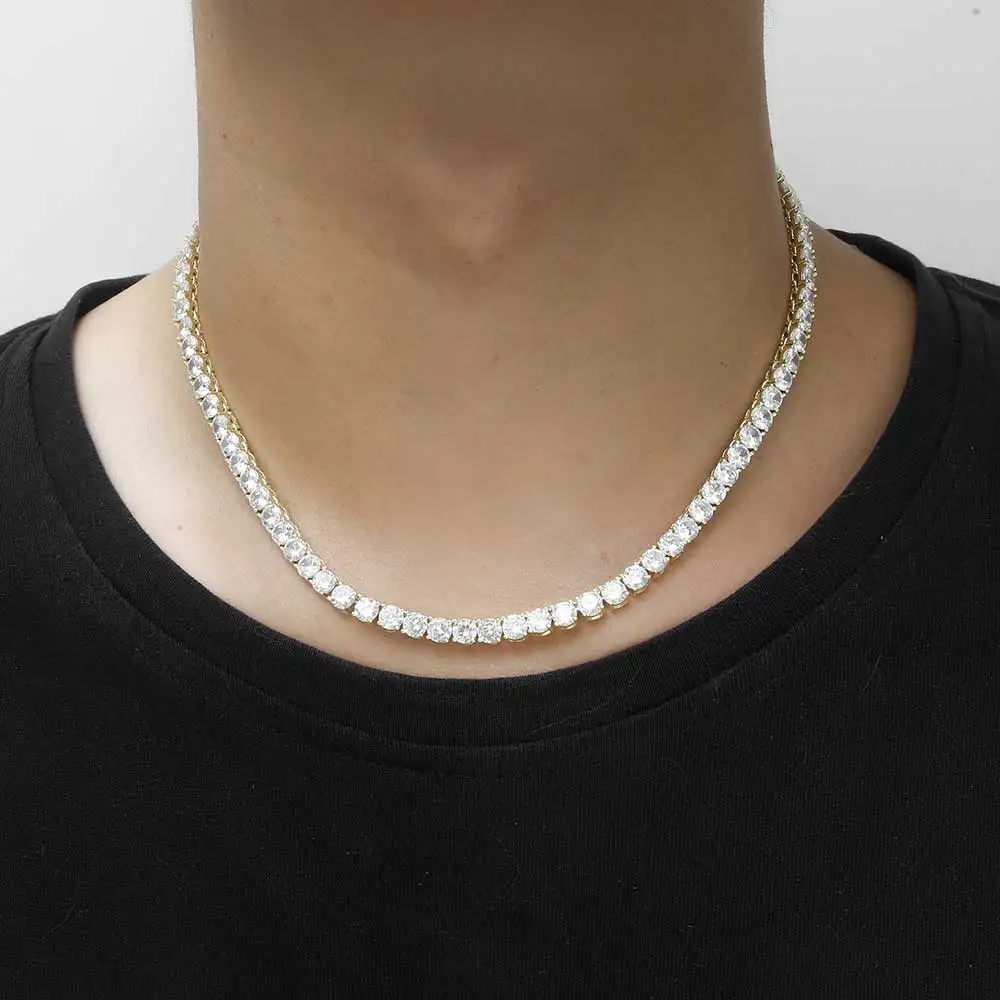 Hip Hop Jewelry 1 Row Iced Out Tennis Chain Bling CZ Men Diamond Cubic Zirconia Choker Necklace Women Drop Shipping