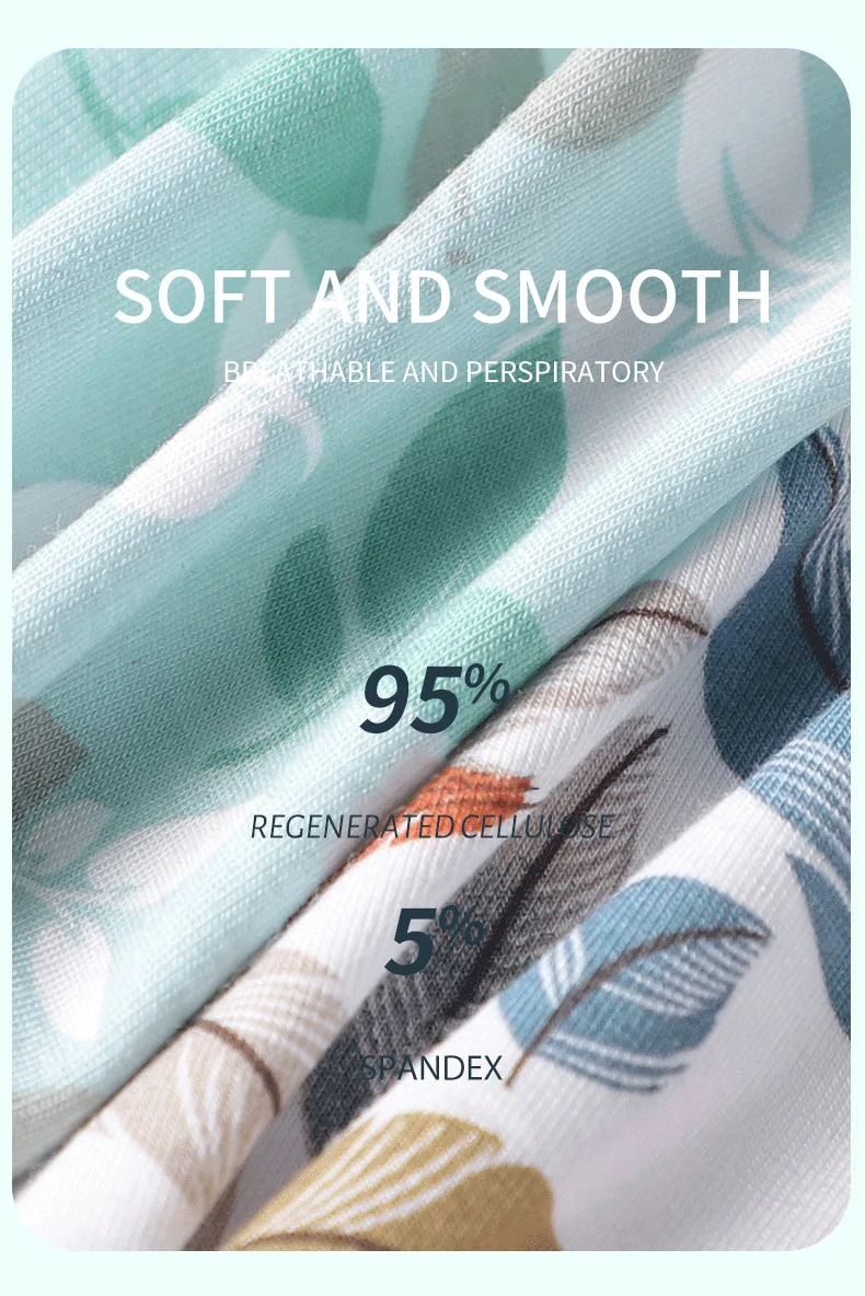 MIIOW 4Pcs Early Autumn Men Underwear Print Refreshing Man Boxer Underpants recycled fiber Breathable Mens Panties Boxershorts