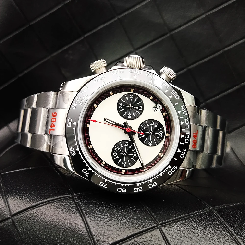 20 Color Business 39mm Quartz Watch Men's Timing Sapphire Crystal VK63 Movement Calendar Luminous Blue Dial Stainless Steel Stra