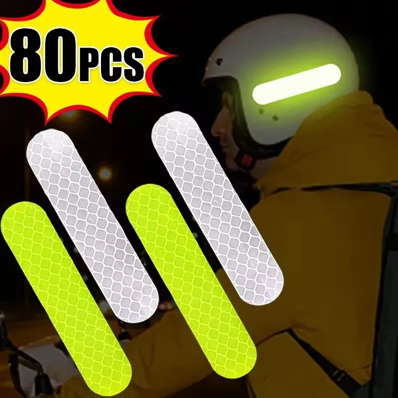 10/40/80PCS Night Reflective Strip Warning Stickers Waterproof High Visibility Reflector Tape for Car Motorcycle Helmet Bicycle