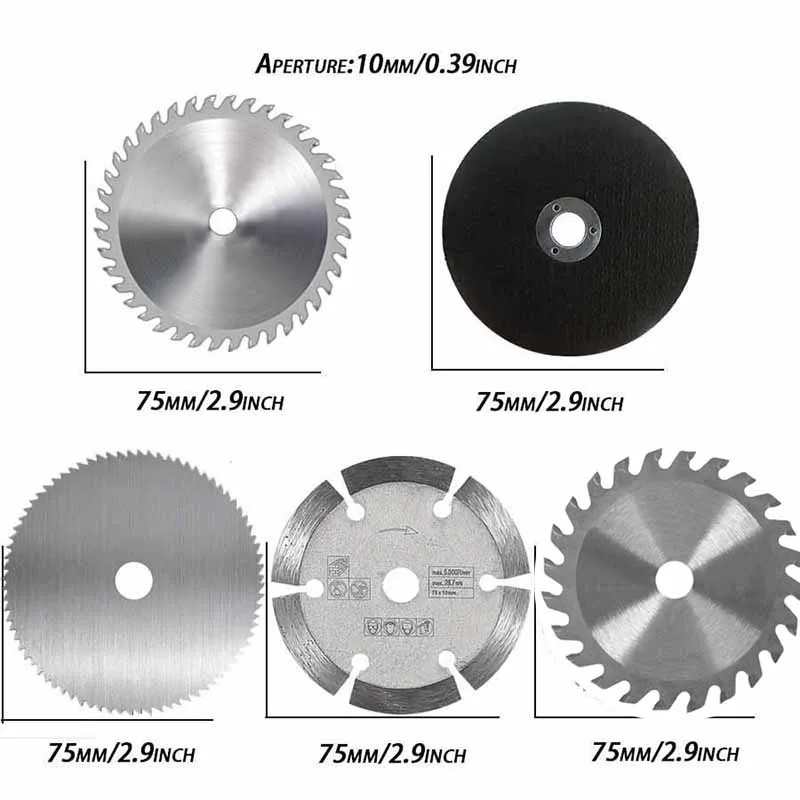 7Pcs Procut3-Inch Circular Saw Blade Set with 75mm Grinding Disc - Durable Steel Structure, Including Chain Saw Disc Blades, Me