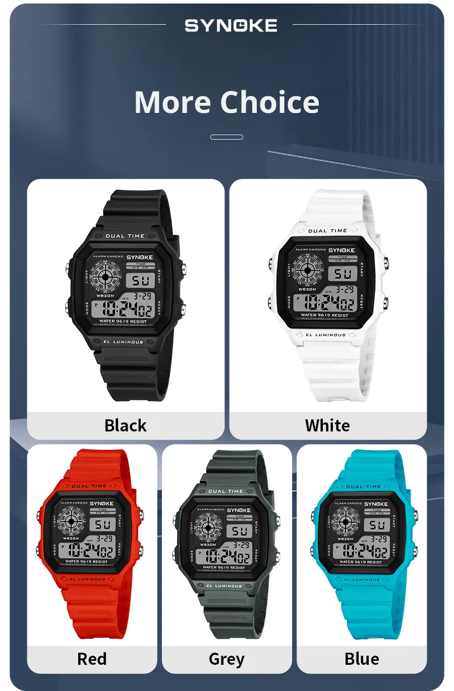SYNOKE Military Digital Watches Men Sports Luminous Chronograph Waterproof Male Electronic Wrist Watches Relogio Masculino