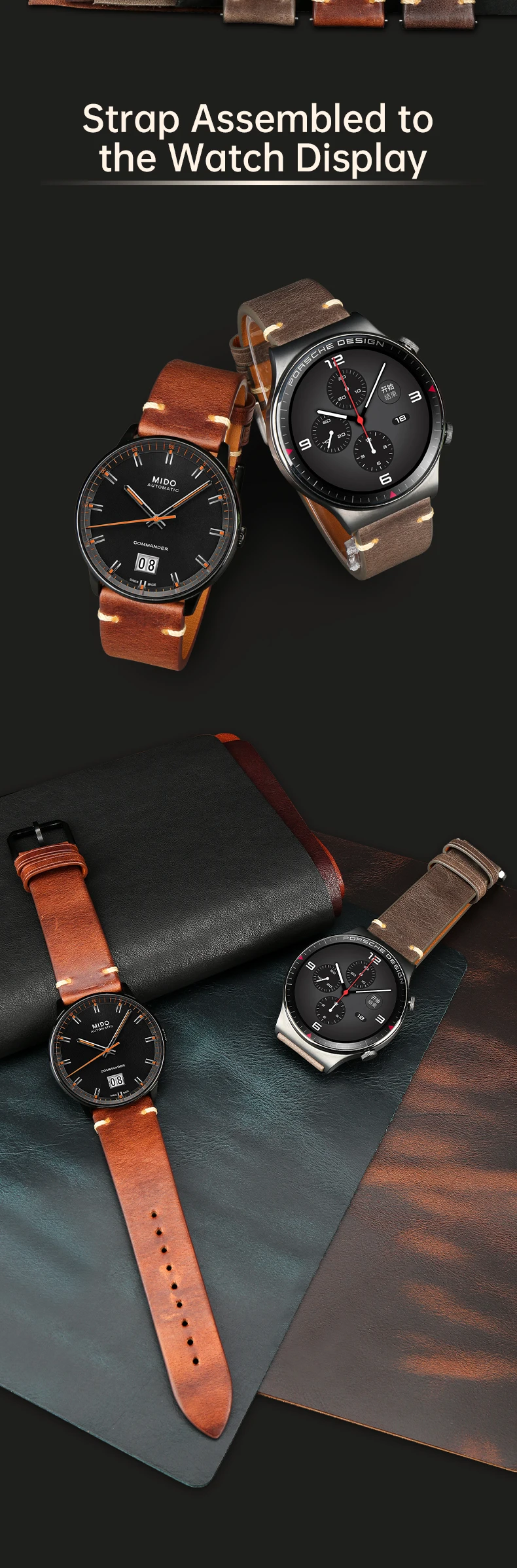 MAIKES Quick Release Watch Strap Butterfly Clasp Cow Leather Made in Tuscany Italy Accessories Bracelet Watch band