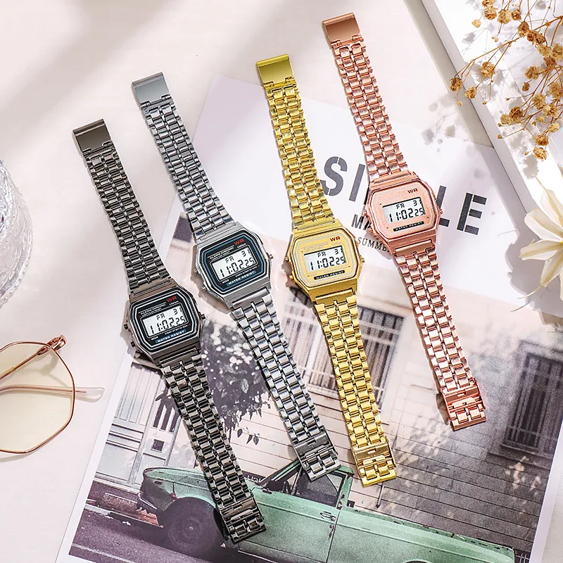 Luxury Rose Gold Women Watches Electronic Digital Display Retro Style Clock Men's Relogio Masculin Reloj Hombre Homme